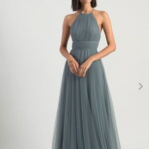 NEW Jenny Yoo Bridesmaid Formal Helena Tulle Dress, Mayan Blue size 16